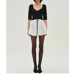 NWT FOR LOVE AND LEMONS MIDNIGHT & WHITE TAFFETA MINI PARTY DRESS SIZE S